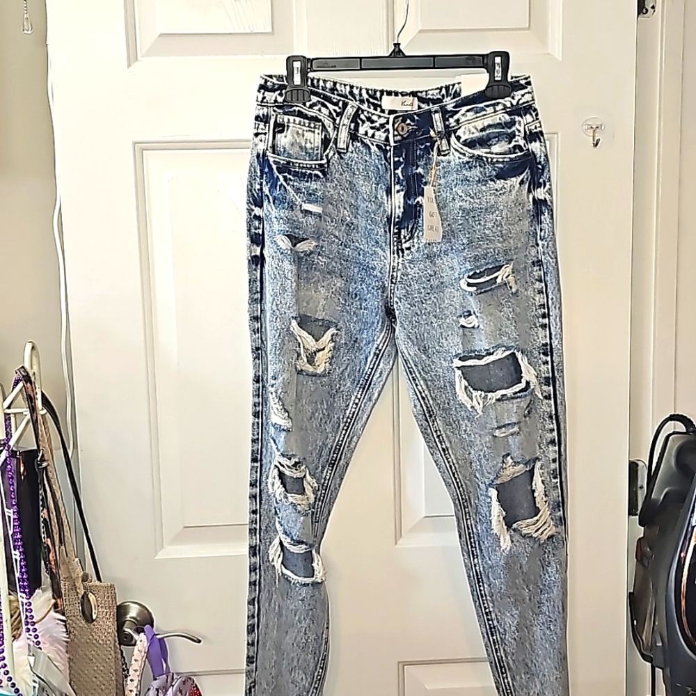 Brand New With Tags Kankan Jeans Distrssed High Rise Ankle Skinny